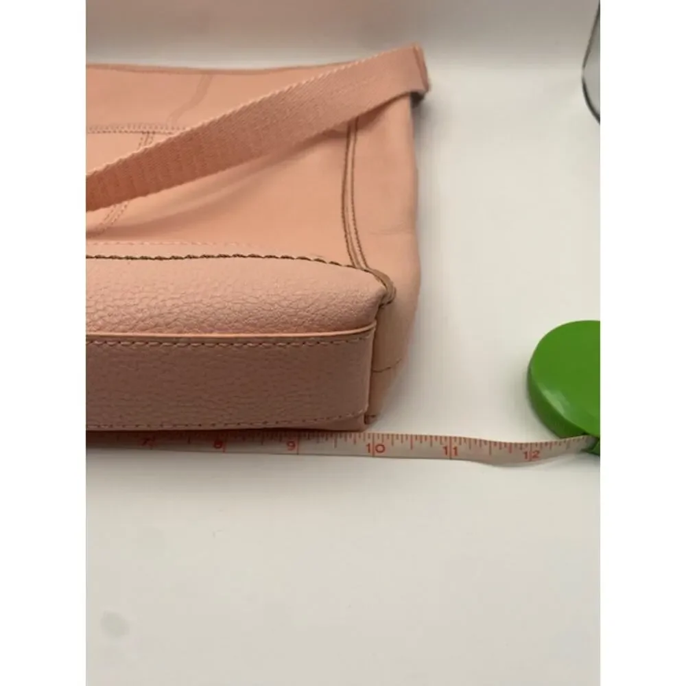 The Sak Pink Pebbled Leather Crossbody Bag Adjustable Strap Multi Pocket Purse
